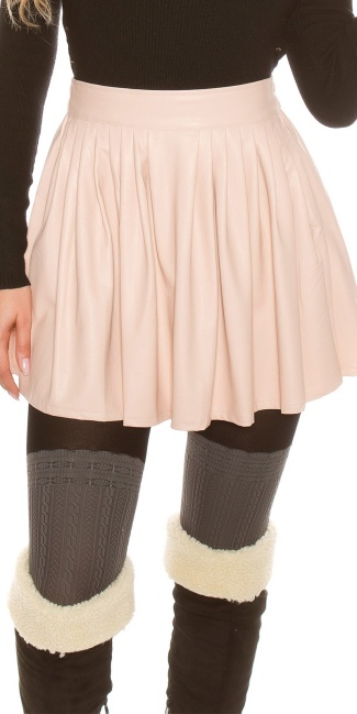 leather look pleated mini skirt Antiquepink
